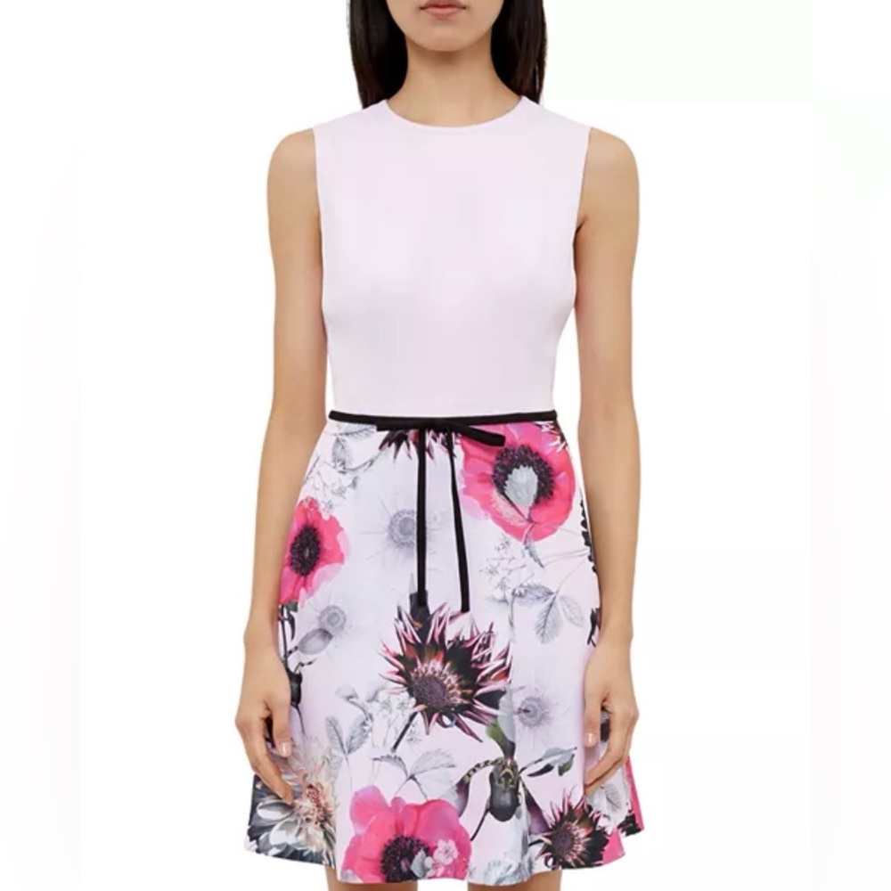 Ted Baker Seedda Neon Poppy Crepe Dress